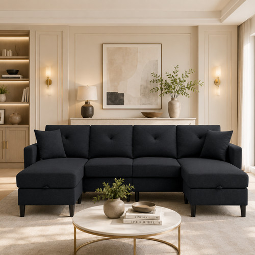100 black linen shaped - 100",